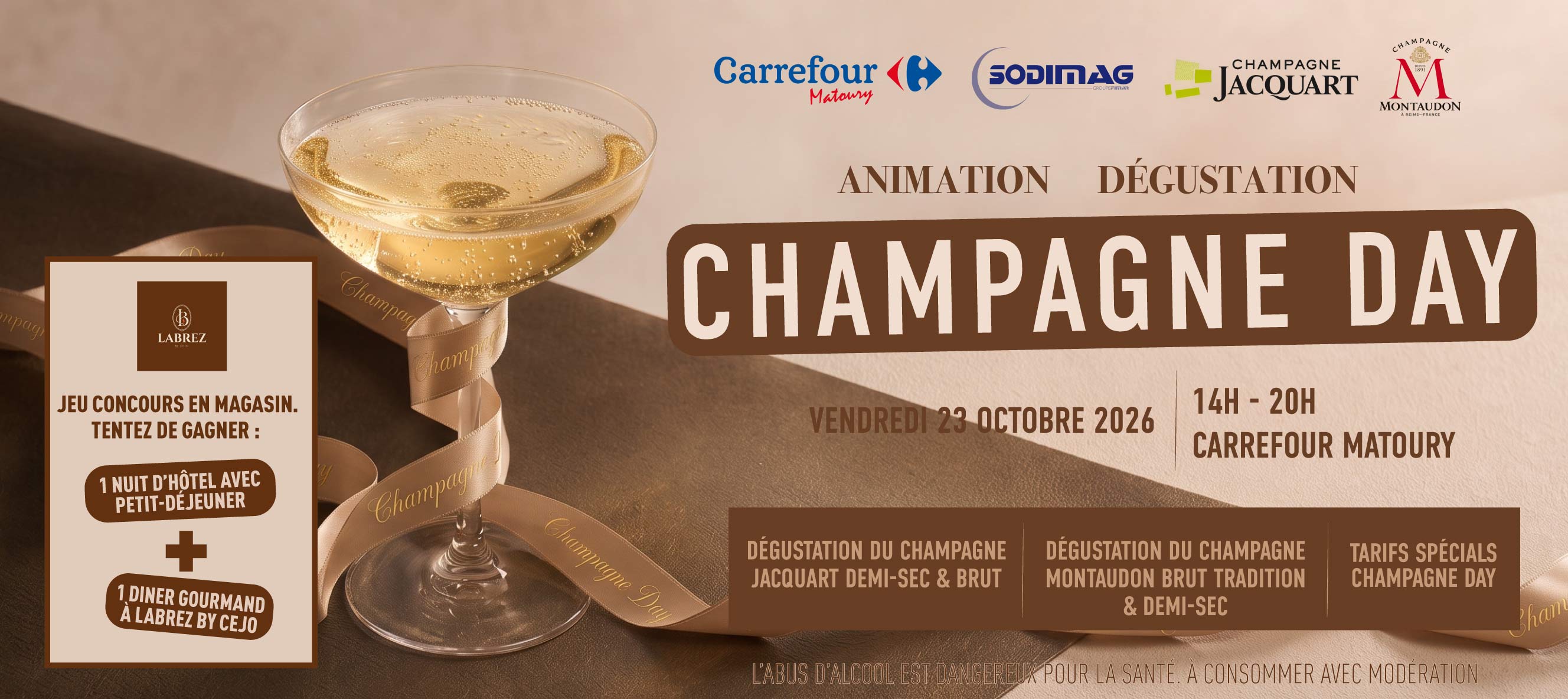 CHAMPAGNE DAY À CARREFOUR MATOURY : DÉGUSTATION ET SÉJOUR D'EXCEPTION À GAGNER