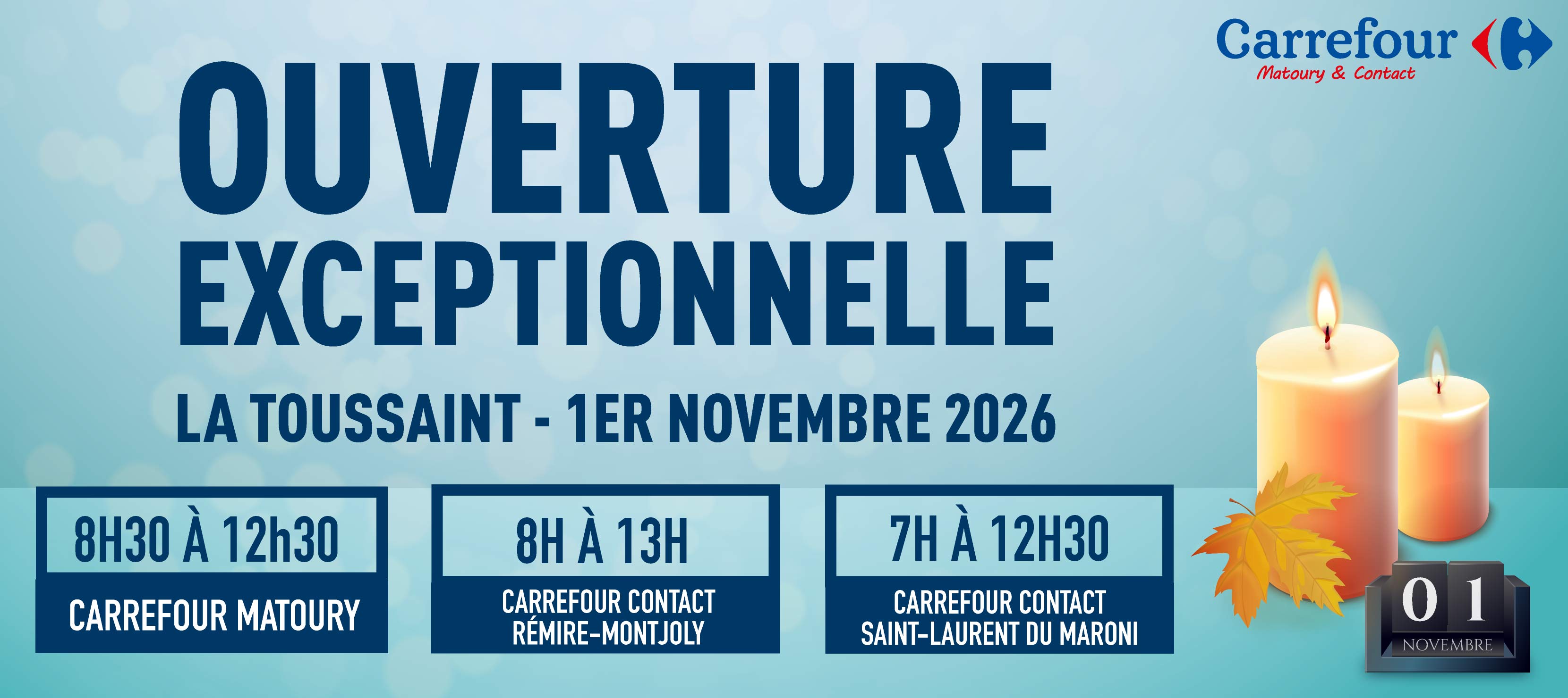 OUVERTURE EXCEPTIONNELLE CE DIMANCHE 1ER NOVEMBRE