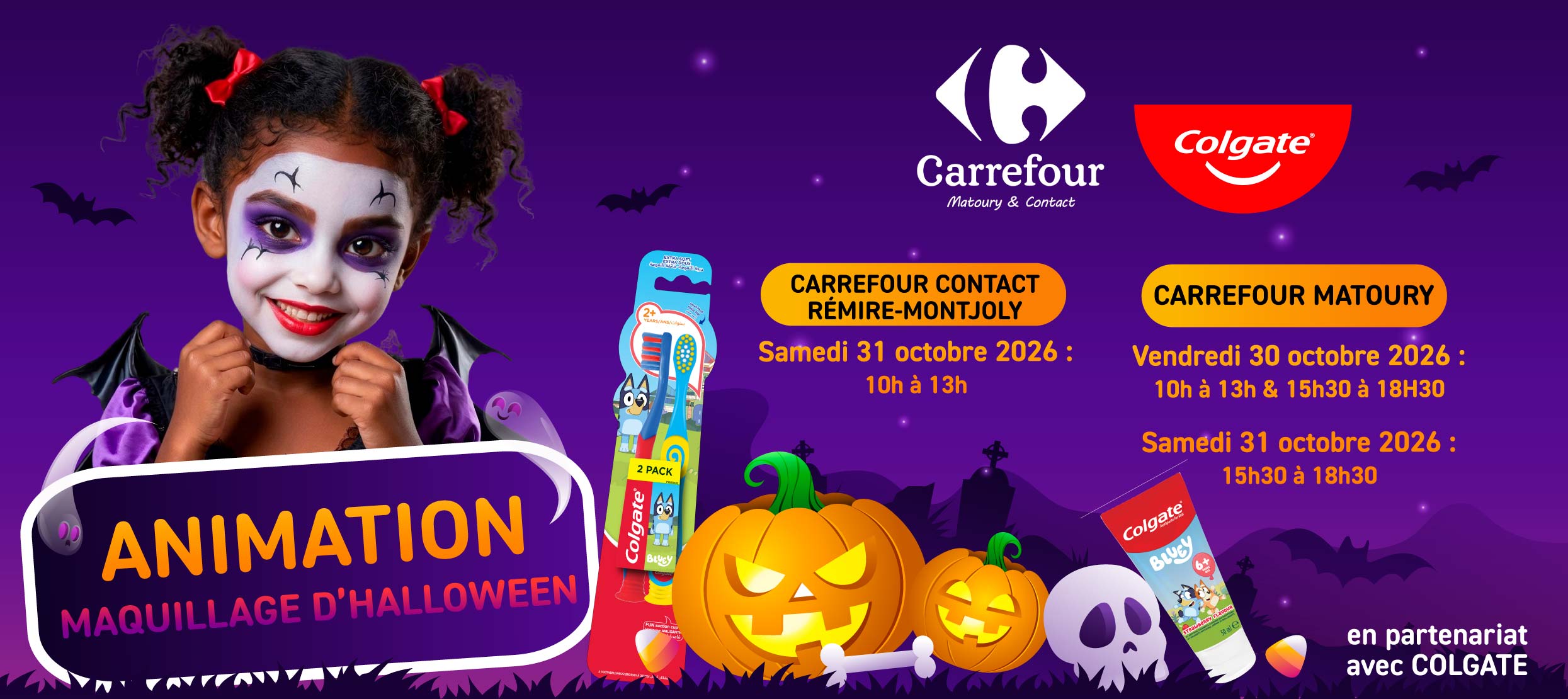 ATELIER MAQUILLAGE D'HALLOWEEN AVEC COLGATE EN MAGASIN !   
